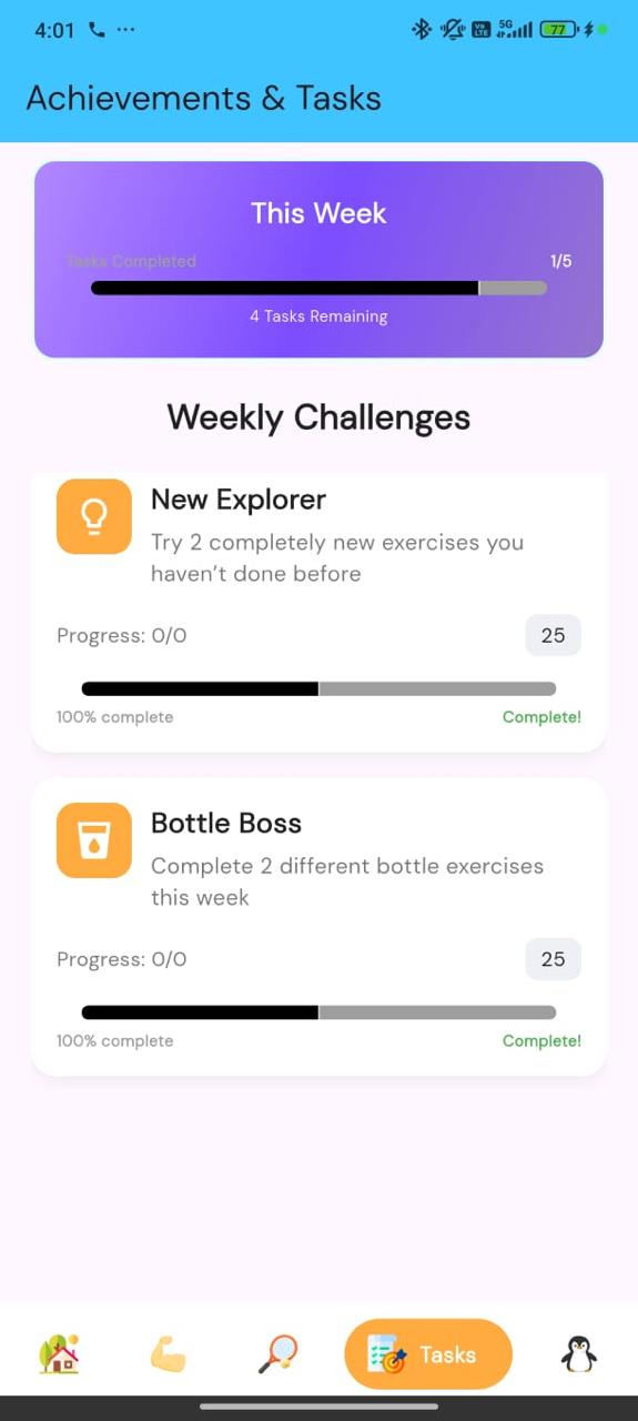GroovAbility app: Routines and challenges