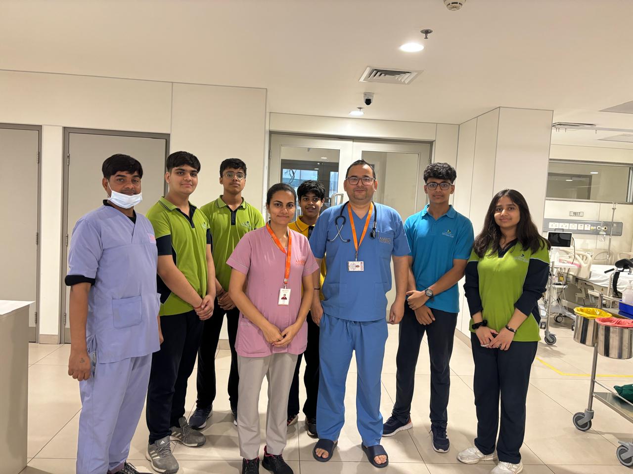 The EchoShield team during a field visit with Amrita Hospital staff